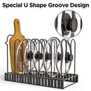 Pot Rack Organizer, 3 DIY Methods, Height and Position are Adjustable 8+ Pots Holder, Black Metal Kitchen Cabinet Pantry Pot Lid Holder