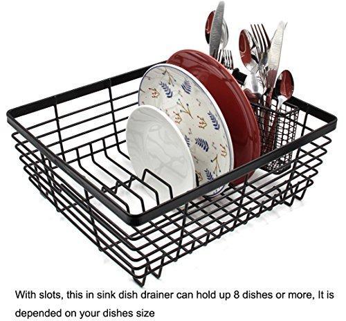 TQVAI Kitchen Dish Drying Rack with Full-Mesh Silverware Basket Holder, White