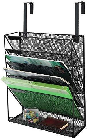 Samstar Hanging Wall File Organizer, Mesh Metal Wall Mounted File Folder Holder for Cubicle Partition Office Home, Black
