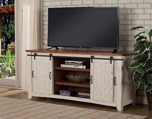 Martin Svensson Home Taos 65" TV Stand, Antique White & Aged Distressed Pine, Antique White and Aged Distressed Pine