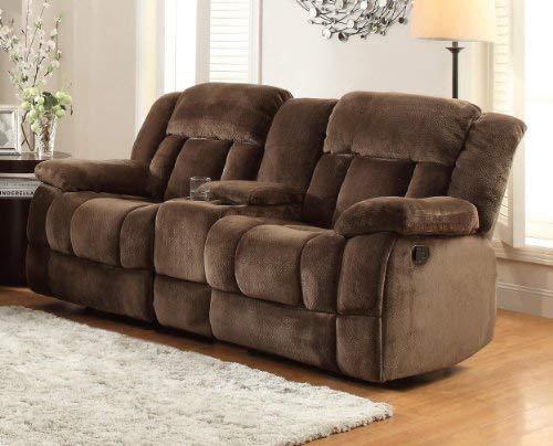 Homelegance Laurelton 90" Microfiber Double Reclining Sofa, Chocolate Brown