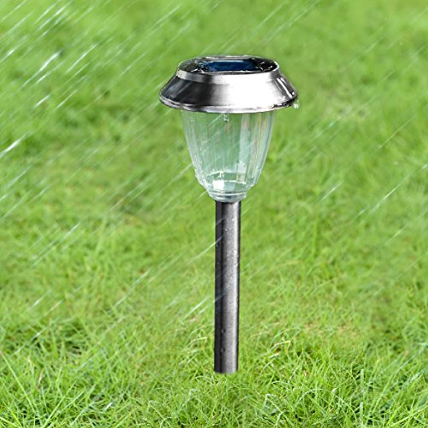 Solar Pathway Lights Oak Leaf Solar Lights Outdoor LED Landscape Light [Polygonal Star Pattern] 6XBright (8 Lumens) Waterproof Low Voltage Stainless Steel for Path Patio Yard Garden 8-Pack Gunmetal