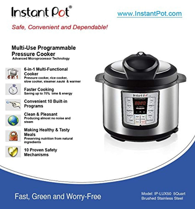 Instant Pot LUX50 v2 6-in-1 Programmable Pressure Cooker, 5Qt/900W, (Discontinued)