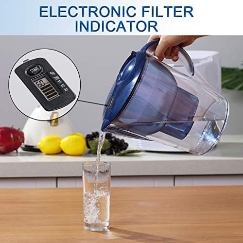 Homeleader Water Filter Pitcher, 3.5L Purifier with Electronic Filter Indicator, 1 Standard Filters, BPA Free, Technology for Superior Filtration & Taste