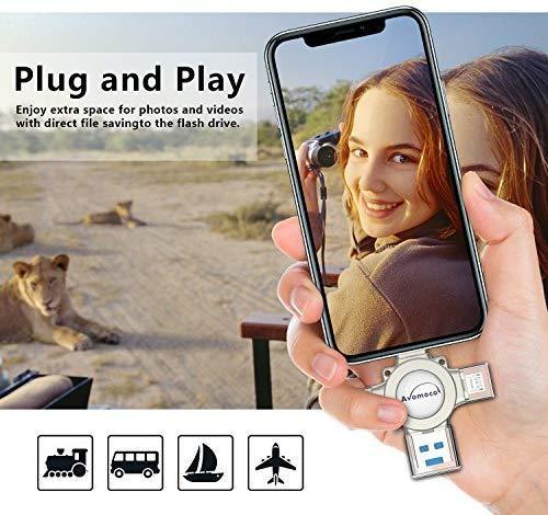 Avomoco 3.0 128GB 4 in 1 Flash Drive Compatible iPhone &Ipad and Android Phones Type C Devices,Tablets .Photo Stick for iPhone&Ipad Samsung Galaxy,LG,Google Pixel,Hua Wei