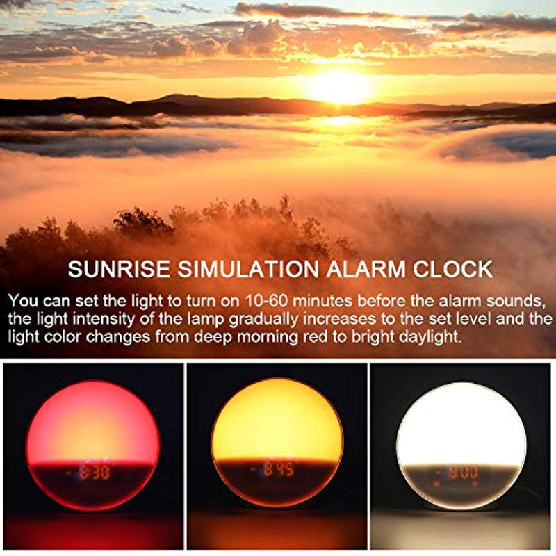 Wake- Up Light, LBell Alarm Clock 8 Colored Sunrise Simulation & Sleep Aid Feature, Dual Alarm Clock with FM Radio, 7 Natural Sound and Snooze for Kids Adults Bedrooms (LB01-Sunrise Alarm Clock)