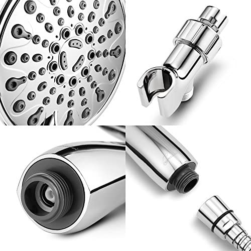 VOLUEX Handheld Shower Head, 6" Oil-Rubbed Bronze Face 6 Spray Setting Shower Head with High Pressure, Brass Swivel Ball Mount and Extra Long Flexible Stainless Steel Hose