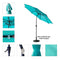 C-Hopetree 11' Patio Outdoor Market Umbrella with Crank Winder, Fiberglass Rib Tips, Push Button Tilt, Aqua Blue