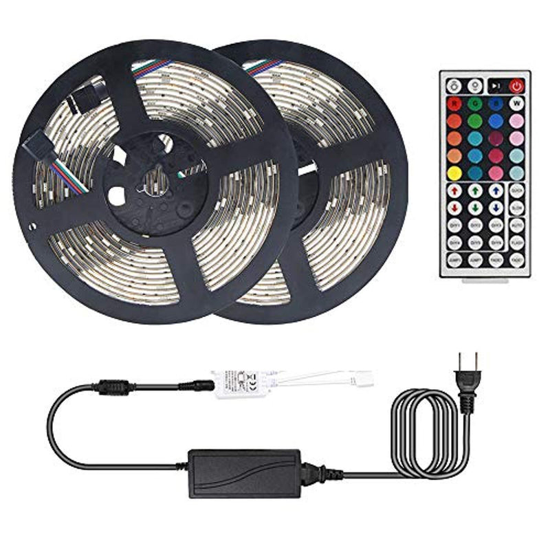 LED Strip Lights,Petsmoe LED Light Strip Tape Lights Waterproof 32.8 Ft 5050 RGB 300 Leds DC 12V Power Supply 44 Key IR Remote Controller,Strong Sponge Adhesive Tape For Bedroom,Living Room,Kitchen.