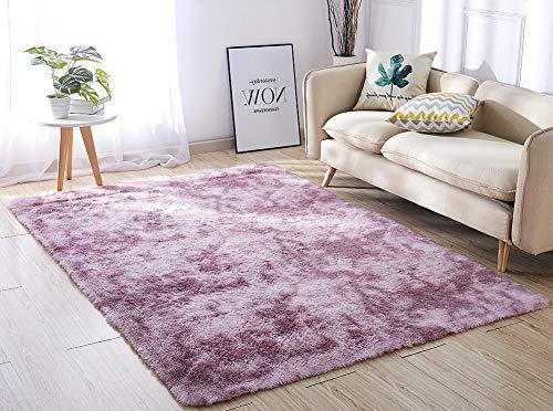 Super Soft Indoor Modern Shag Area Silky Smooth Rugs Living Room Carpet Bedroom Rug for Children PAGISOFE Play Solid Home Decorator Floor Rug and Carpet 4- Feet by 5- Feet (Hot Pink)
