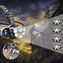 ELMCHEE Rechargeable headlamp, 6 LED 8 Modes 18650 USB Rechargeable Waterproof Flashlight Head Lights for Camping, Hiking, Outdoors