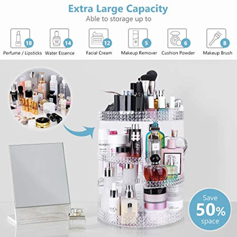 Awenia Makeup Organizer 360-Degree Rotating, Adjustable Multi-Function Makeup Storage, 7 Layers Large Capacity Cosmetic Storage Unit, Fits Different Types of Cosmetics and Accessories, Plus Size