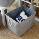 TheWarmHome Foldable Jumbo Fabric Storage Bins Grey Basket for Gifts Empty (18.9×15×11.8 inch)