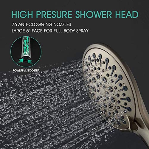 VOLUEX 6 Sprays Hand Held Shower Head with Hose, 5" Rainfall High Pressure Massage Shower Heads with Handheld Spray, Water Saving, Adjustable Bracket, 68"
