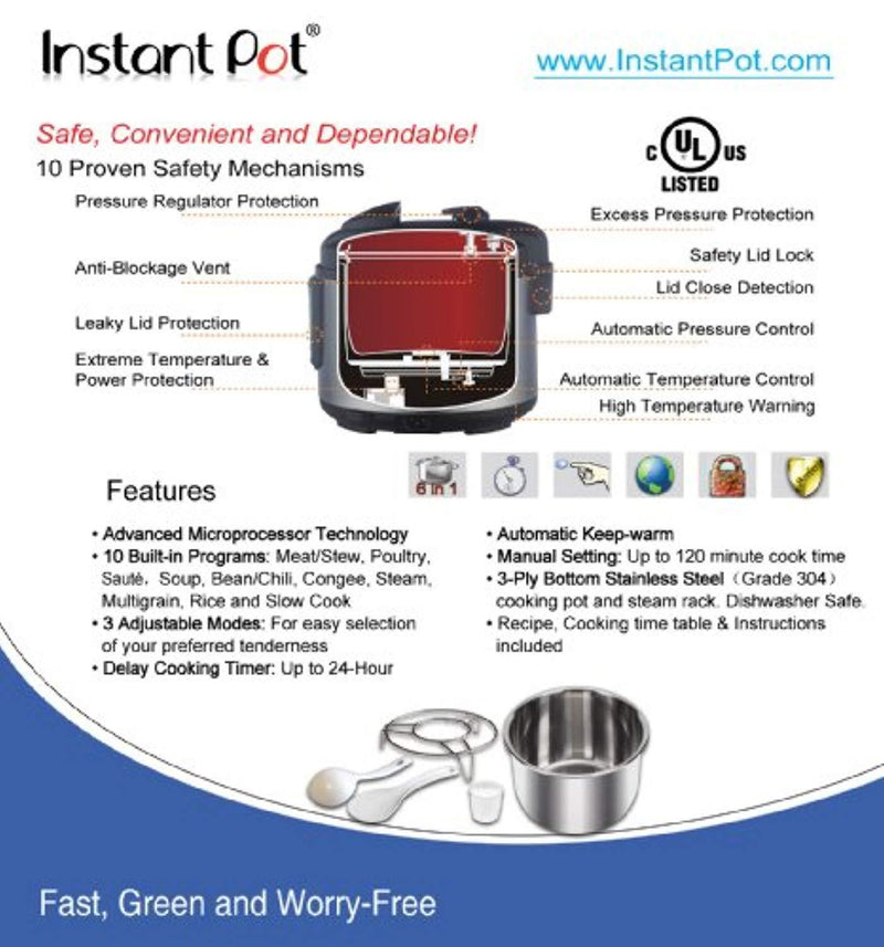 Instant Pot LUX50 v2 6-in-1 Programmable Pressure Cooker, 5Qt/900W, (Discontinued)