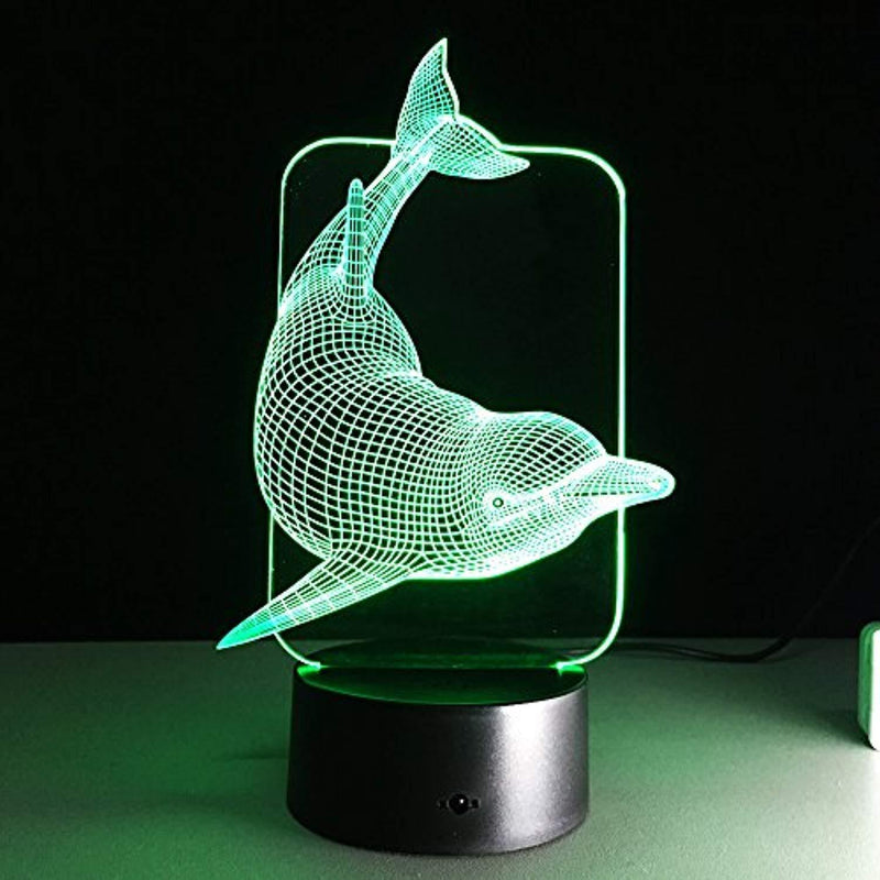 Dolphin Night Light LED 3D Visual Desk Lamp Dolphin Toy Household Home Room Decor 7 Colors Change Bedroom Touch Table Light Birthday Gift Christmas for Kids and Adult