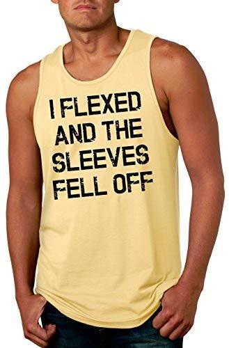 Mens I Flexed and The Sleeves Fell Off Tank Top Funny Sleeveless Gym Workout Shirt