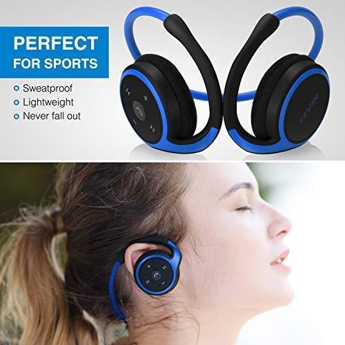 Small Bluetooth Headphones Behind The Head, Sports Wireless Headset with Built in Microphone and Crystal-Clear Sound, Fold-able and Carried in The Purse, and 12-Hour Battery Life, Blue