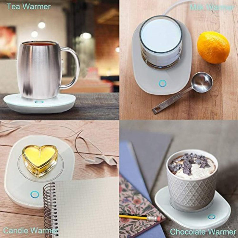 Mug Warmer Coffee Warmer with Automatic Shut Off to Keep Temperature Up to 131℉/ 55℃ with a Silicone Mug Cover Safely Use for Office/Home to Warm Coffee Tea Milk Candle Heating Wax