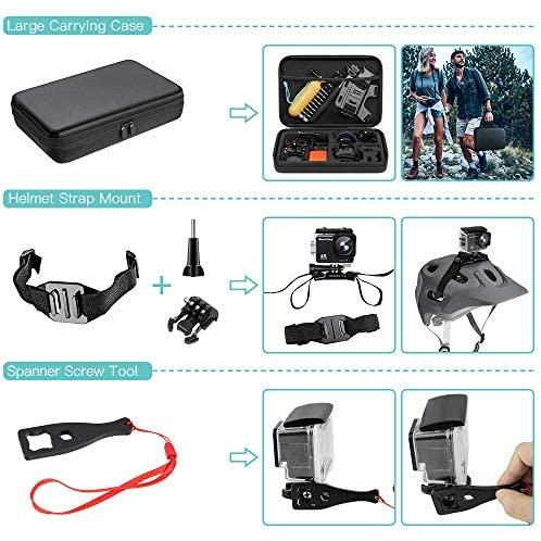 51-in-1 Sport Camera Accessories Kit for GoPro Hero 8 Max 7 6 5 4 3 3+ 2 1 Black GoPro 2018 Session Fusion Silver White Insta360 DJI AKASO APEMAN YI Campark SJCAM XIAOMI (Floating Grip) by  MaxCo