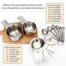 Measuring Spoons and Measuring Cups Set-13Piece, Stainless Steel Measuring Spoons and Cups Set, Including 6-Piece Measuring Spoons and 7-Piece Cups Set, Liquid/Dry Measuring Spoon/Cup Set