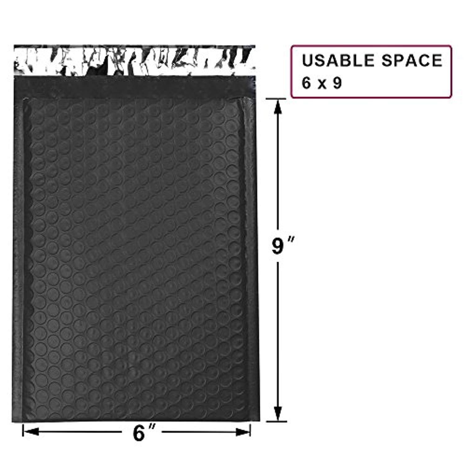 UCGOU #0 Black Poly Bubble Mailers 6x10 Inch Padded Envelopes Shipping Bags 50pcs