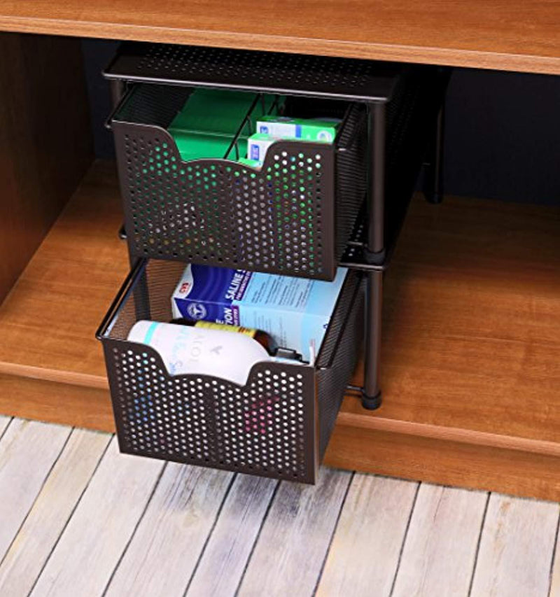 Simple Houseware Stackable Cabinet Basket Drawer Organizer, Bronze