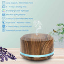 Essential Oil Diffuser 450ml, Dark Wood Grain Aromatherapy Diffusers and Air Humidifiers Set for Large Room - LUSCREAL Gift Idea