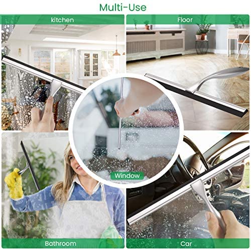 Quntis Stainless Steel Squeegee for Shower Doors, All-Purpose Shower Squeegee for Bathroom, Window and Car Glass, 14 Inches