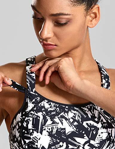 SYROKAN Women's Front Adjustable Lightly Padded Wirefree Racerback High Impact Sports Bra