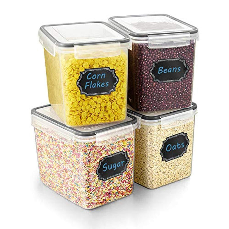 Food Storage Containers Airtight Containers- Estmoon Plastic Cereal Containes, Kitchen Storage Containers - Leak proof, Locking Lids BPA Free- For Cereal, Flour, Pet Food, Set of 4 (122.99 oz / 3.6L)