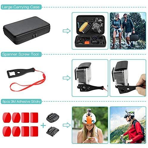 51-in-1 Sport Camera Accessories Kit for GoPro Hero 8 Max 7 6 5 4 3 3+ 2 1 Black GoPro 2018 Session Fusion Silver White Insta360 DJI AKASO APEMAN YI Campark SJCAM XIAOMI (Floating Grip) by  MaxCo