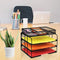 ProAid Mesh Office Desk Organizer 3-Tier Stackable Letter Tray Organizer Sorter with 3 Compartments, Black