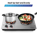 Cusimax 1800W Double Hot Plate, Stainless Countertop Burner, Silver Portable Electric Cooktop, CMHP-C180