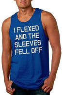 Mens I Flexed and The Sleeves Fell Off Tank Top Funny Sleeveless Gym Workout Shirt