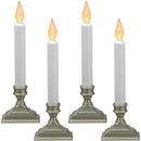 612 Vermont Battery Operated LED Window Candles with Flickering Amber Flame, Automatic Timer, 9.75 Inches Tall (Pack of 4, Pewter)
