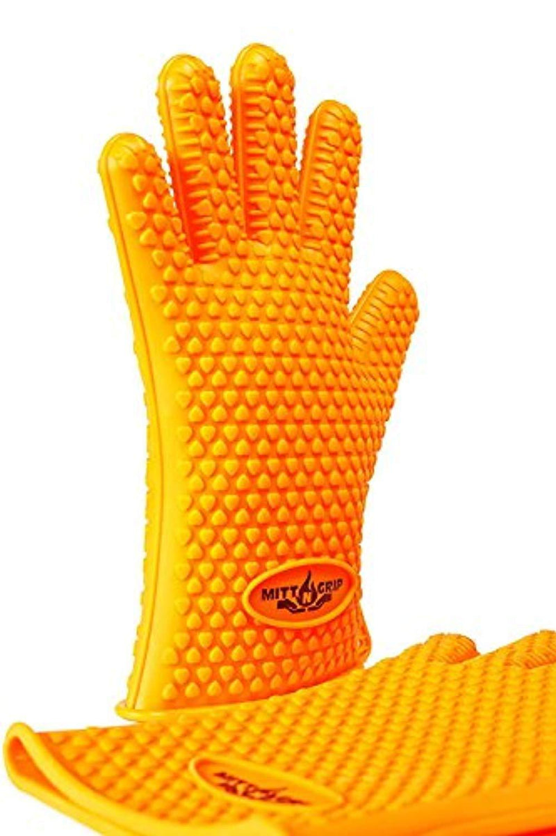 Mitt-N-Grip Extra Thick Silicone Oven Gloves - Orange (Set of 2)