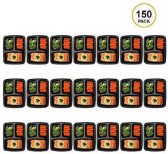 CulinWare Meal Prep Containers [15 Pack] 3 Compartment with Lids, Food Containers, Lunch Box | BPA Free | Stackable | Bento Box, Microwave/Dishwasher/Freezer Safe, Portion Control, 21 day fix (32 oz)