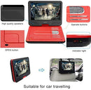 WONNIE 12.5 Inch Portable DVD Player, 10.5" Swivel Screen, 4 Hour Rechargeable Battery, USB / SD Slot (RED)