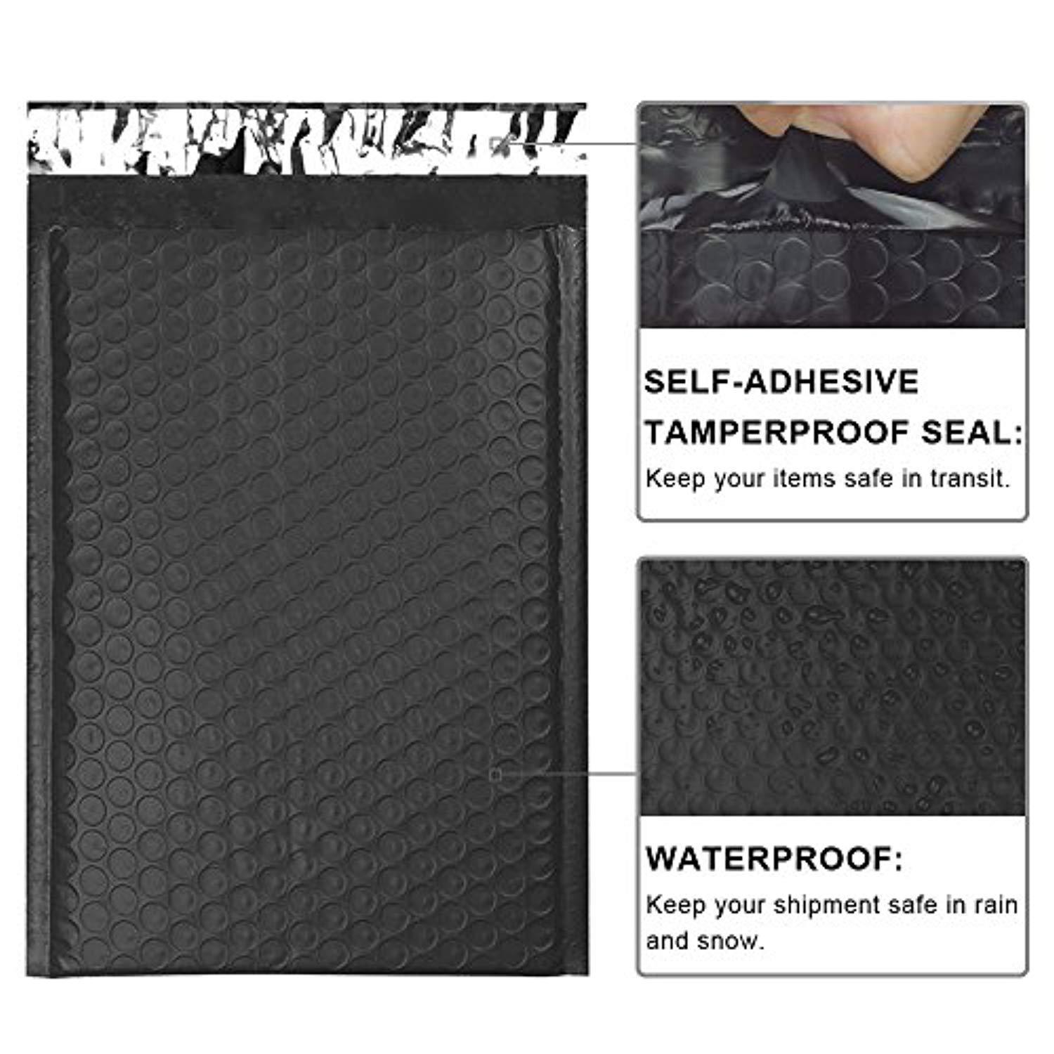 UCGOU #0 Black Poly Bubble Mailers 6x10 Inch Padded Envelopes Shipping Bags 50pcs