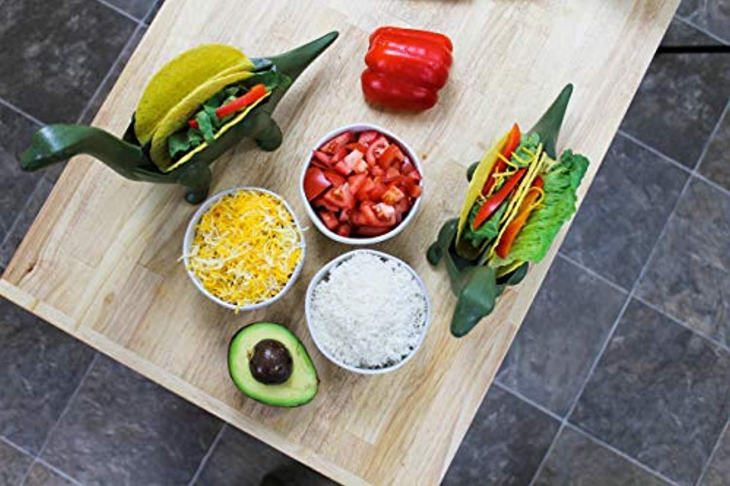 GrubKeepers by Penko Dinosaur Taco Holder Stand - Ultrasaurus (Holds 2 Tacos!) - Perfect Gift for Taco Lovers Kids or Adults Fun Kitchen Accessory Tacosaurus Taco Holder for kids