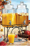 Drink dispenser Del Sol Hammered Jug Beverage Dispenser With Rack, Set Of 2