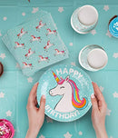 102 Piece Rainbow Unicorn Party Supplies Set Including Banner, Plates, Cups, Napkins, Straws, and Tablecloth, Serves 20