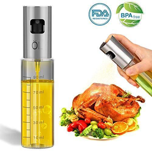 INVOKER Olive Oil Sprayer for Cooking Bottle 200ml, Refillable Oil and Vinegar Dispenser Bottle with Basting Brush and oil Funnel for BBQ Making Salad Baking Roasting Grilling Frying