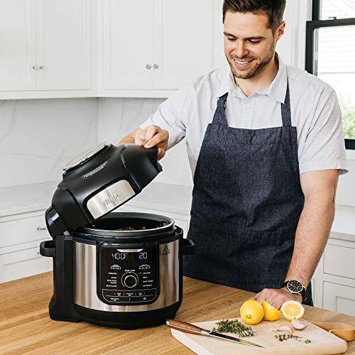 Ninja Foodi 7-in-1 Programmable Pressure Fryer, Slow Multi Cooker with TenderCrisp Technology, 5 Pot, 3-qt. Air Fry Basket (OP101), 5-Quart, Black/Gray