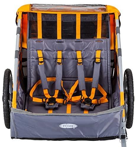 Instep Sierra Double Seat Foldable Tow Behind Bike Trailers, Converts to Stroller/Jogger, Featuring 2-in-1 Canopy and 20-Inch Wheels, for Kids and Children, Multiple Colors Available