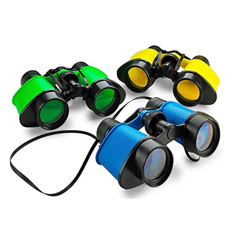 Kicko 12 Toy Binoculars with Neck String 3.5" x 5" - Novelty Binoculars for Children, Sightseeing, Birdwatching, Wildlife, Outdoors, Scenery, Indoors, Pretend, Play, Props, and Gifts.