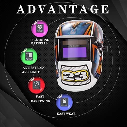 Large Viewing Screen 3.9"X2.4" True Color Solar Power Auto Darkening Welding Helmet, 4 Arc Sensor Wide Shade 4/5-9/9-13 for TIG MIG Arc Weld Grinding Welder Mask Robot Design