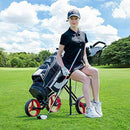 Tangkula Golf PushCart Swivel Foldable 3 Wheel Push Pull Cart Golf Trolley with Seat Scoreboard Bag Golf Push Cart