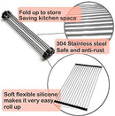 Miligore Dish Drying Rack Over The Sink Roll Up Stainless Steel Silicone Coated Multipurpose Foldable Kitchen Dish Drainer Rack 17.8" x 11.3" (Black)